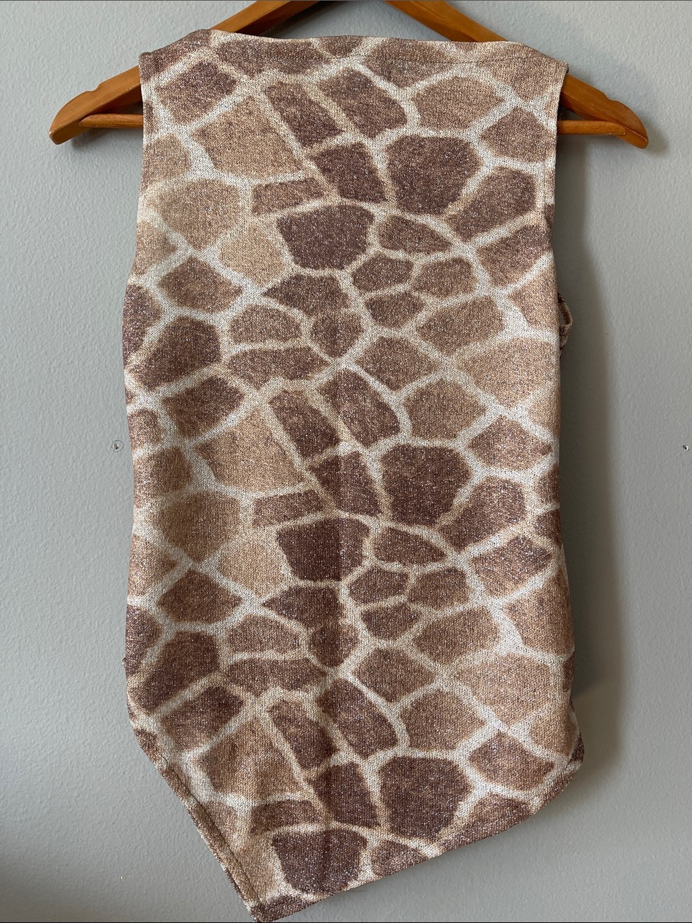 Zara Brown Giraffe-Print Cowl Neck metallic Lurex Tank top - Picture 5 of 6